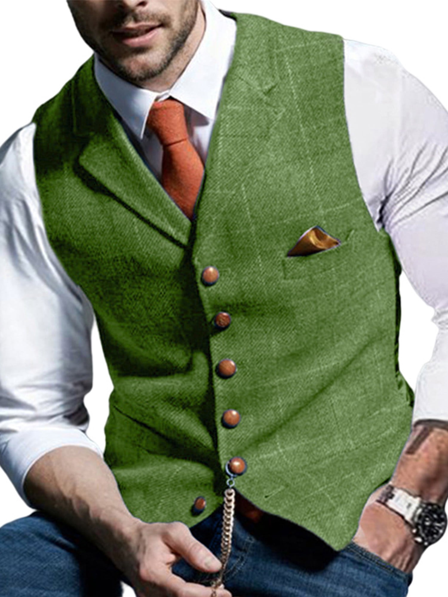 Luxury Herringbone Vest and Necktie Set 