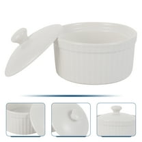 ULTNICE Beautiful White Ceramic Baking Bowl for Desserts Pudding and 1 Pc 7.5 inches