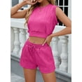 thumbnail image 3 of Biezeib Women Shorts Set, Sleeveless Tank Top with Elastic Waist Shorts Solid Summer Outfit, 3 of 6
