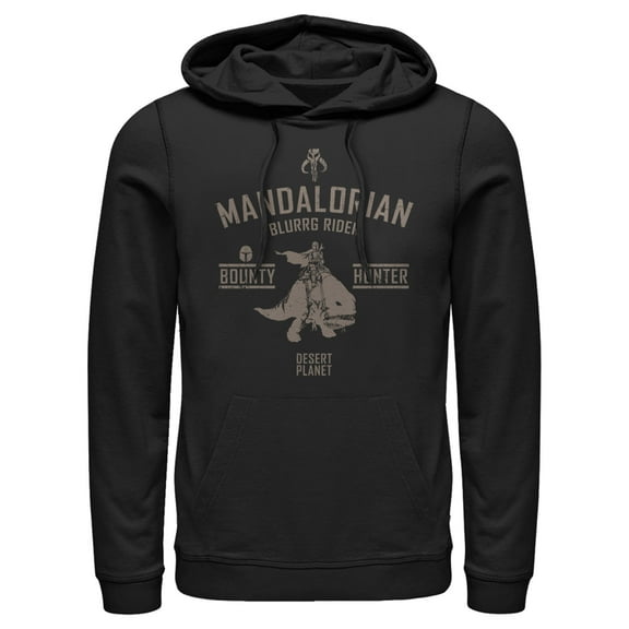 Men's Star Wars: The Mandalorian Blurrg Rider  Pull Over Hoodie Black Small