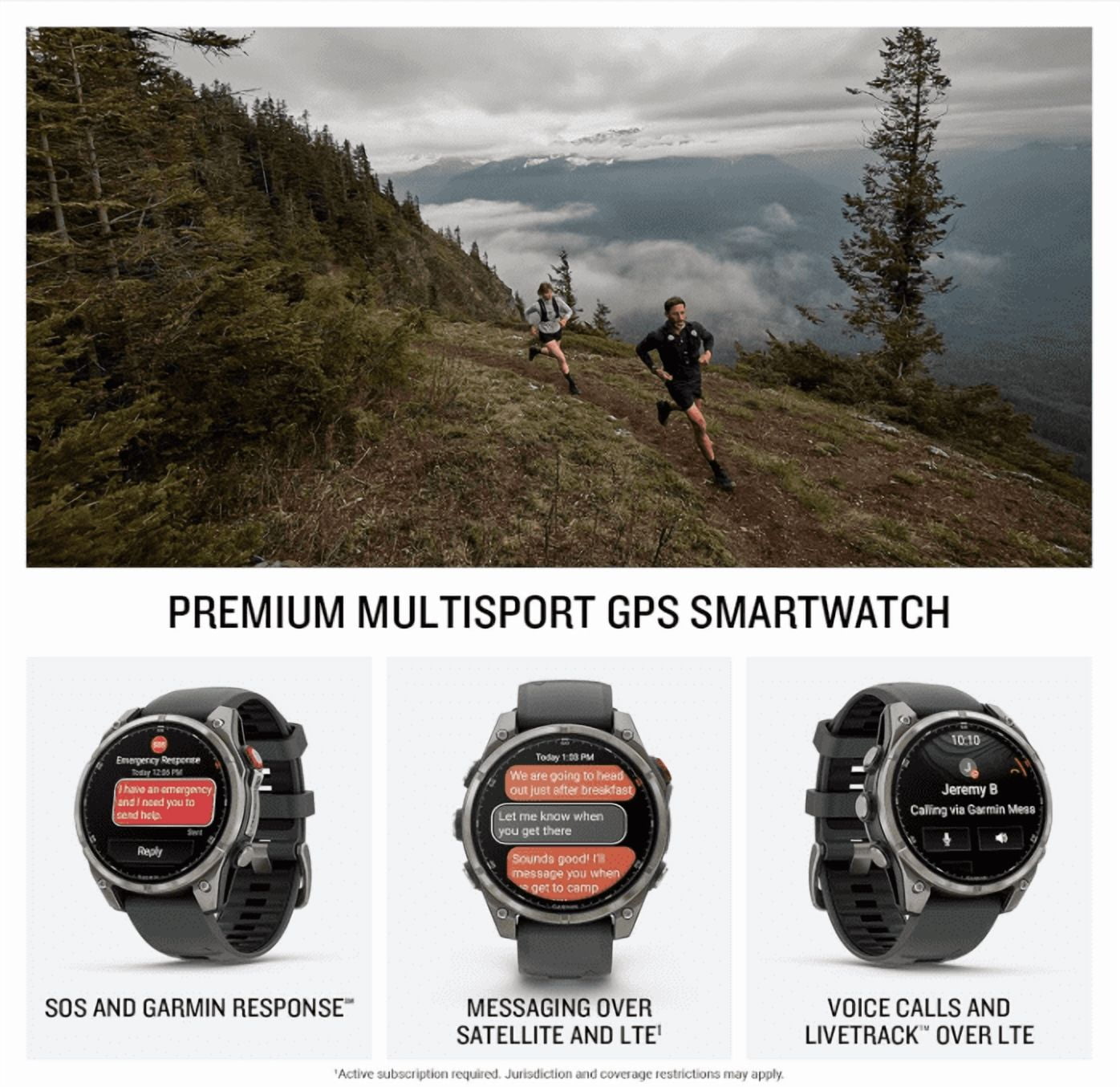 Garmin Fenix 8 Pro - 47mm AMOLED Sapphire Premium Connected Multisport GPS Smartwatch, inReach, Titanium & Graphite/Black Silicone Band w/ Wearable4U Black Earbuds Bundle