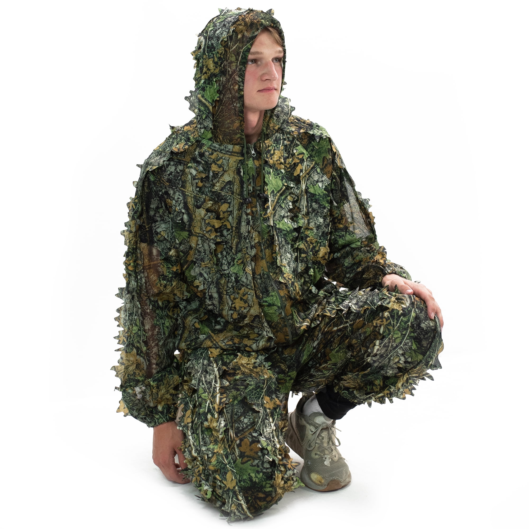Details about   Outdoors 3D Ghillie Suit Snow Jungle Woodland Hunting Camouflage Leafy Clothes 