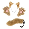 thumbnail image 2 of Conjunto de diadema con orejas de animales y guantes con cola para mujer y niña. Diadema con orejas de felpa de imitación. Camello, 2 of 9