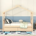 thumbnail image 2 of Miekor Furniture Twin Size Wooden House Bed with Drawers, Natural 99AAN, 2 of 9
