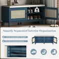 thumbnail image 6 of 43" Shoe Storage Bench with Cushion, 2-Tier Wood Bench with Adjustable Shelves and 2 Rattan Doors, Rustic Shoe Organizer Cabinet for Entryway, Hallway, 6 of 9