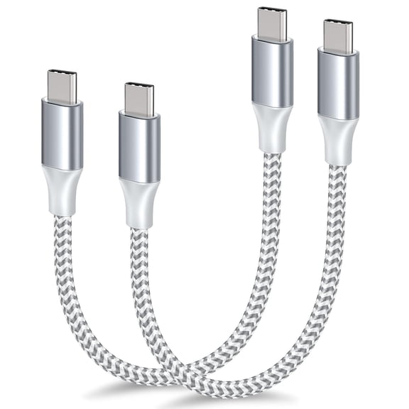 2 - Pack 1FT Nylon - Braided USB - C to USB - C Cable - 60W Fast Charging, Compatible with iPhone 17/16/15 Pro Max, Samsung Galaxy S24/S23/S22, MacBook/Pad, Pixel