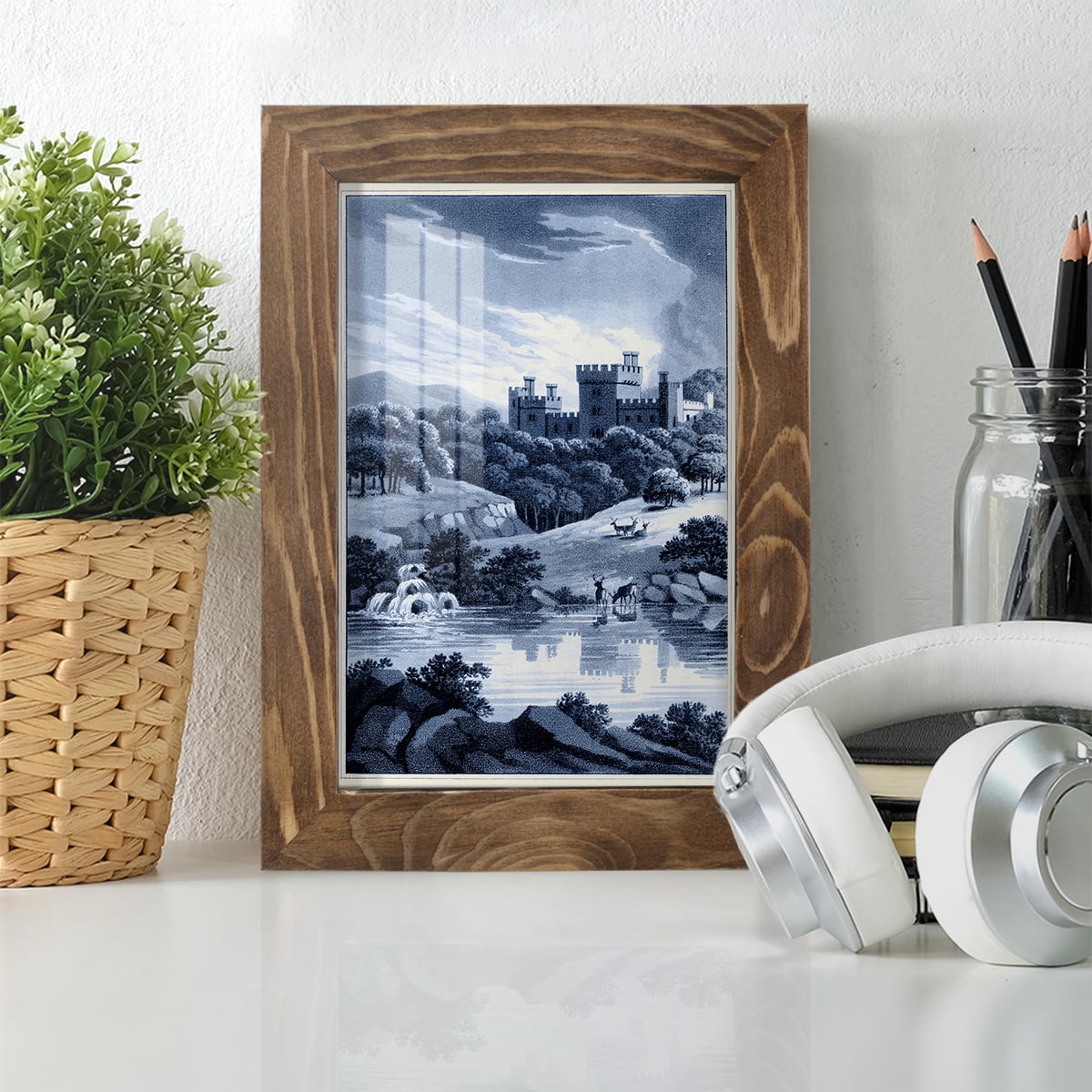 Estate View II -Framed Print w/glass-Walnut