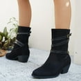 thumbnail image 5 of Women's Pointed-Toe High-Heeled Shoes Strap Pointed Chunky Heeled Ankle Boots, 5 of 7
