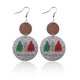thumbnail image 5 of CHAO 2 pares de pendientes redondos de cuero de Navidad, bloques de madera de PU con purpurina esmerilada en polvo fino, bloques de madera para árbol de Navidad, 5 of 5