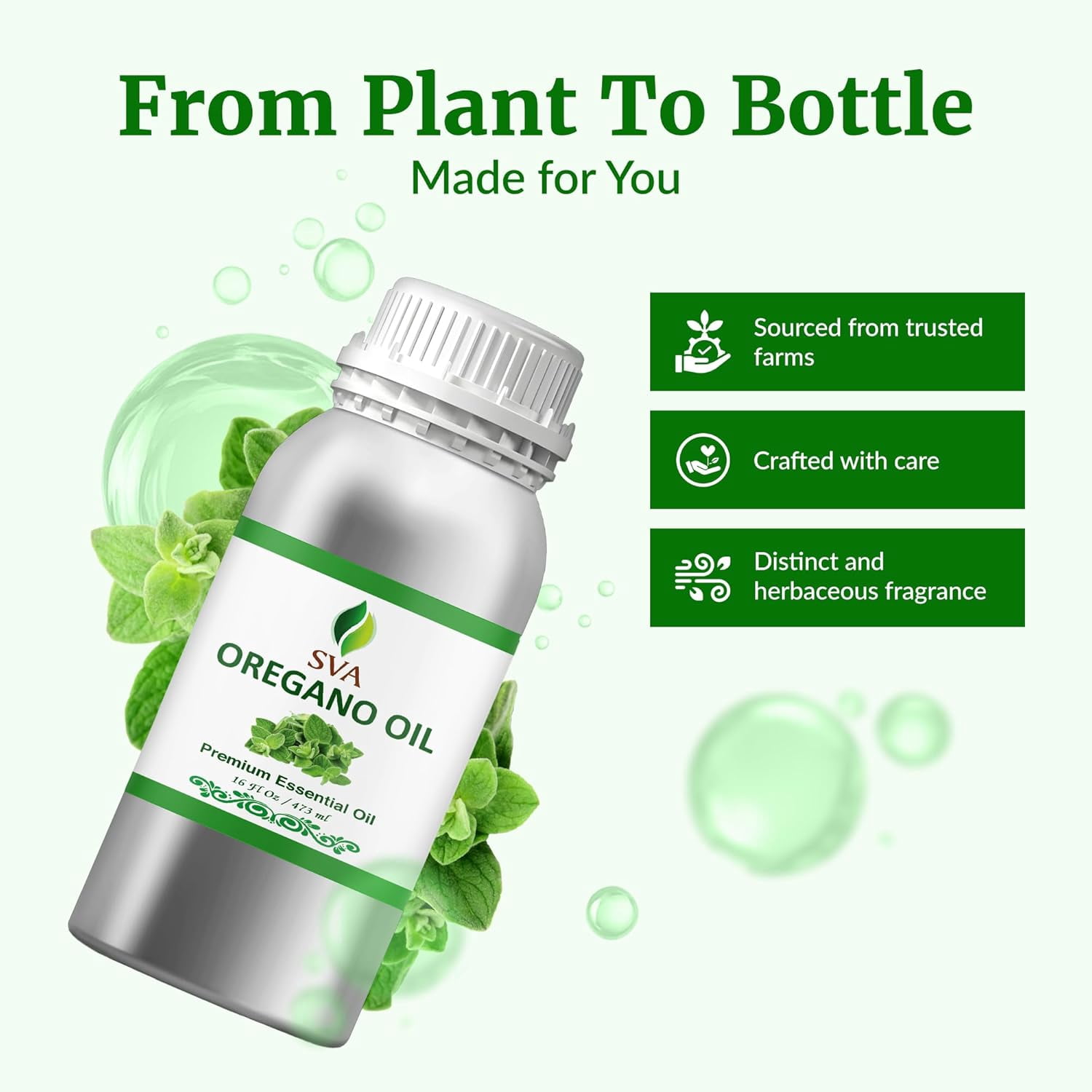 SVA Oregano Essential Oil – 16 Fl Oz – 100% Natural Oregano Oil - for Diffuser, Hair Care, Face, Skin Care, Aromatherapy, Scalp and Body Massage, Soap and Candle Making