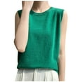thumbnail image 2 of T Shirts for Women Sleeveless V-Neck Casual Solid Color Loose Tank Green XL, 2 of 3