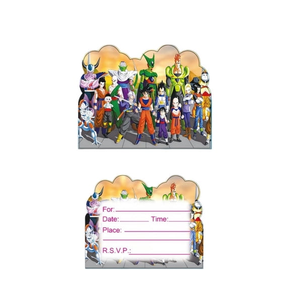 30 Pcs DB Dragon Anime Ball Cartoon Birthday Party Invitations, Fill-in Kids Birthday Invite Cards for Boys Girls