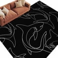 thumbnail image 2 of Abstract Sharks Washable Living Room Rugs 5'x7', Black Background Line Fish Ocean Life Simple Style Low Pile Throw Large Area Rugs Non-Slip Sturdy Edge Binding Carpet for Dining Room Bedside Kitchen, 2 of 9