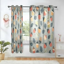 Yayeee Window Curtains Set of 2 for Living Room Light Filtering 63"x52", Gray Acorns Pattern