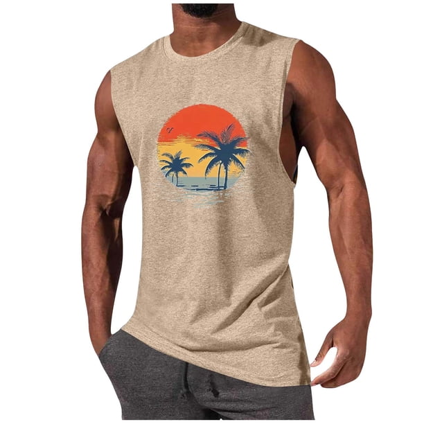 Hombres Casual Moda Impresión Suéter Cuello Redondo Deportes Tanque sin Mangas para Al Aire Libre Casual Diario