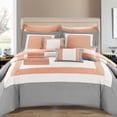 thumbnail image 1 of Chic Home Duke Queen Comforter Set 10-Piece Colorblocked Queen Size Comforter Set With 2 Shams 3 Pillows And Bedding Sets Queen (Peach), 1 of 1