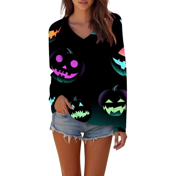 MVRLSH Womens Tops Blouse Casual Graphic Printed Long Sleeve Crewneck Cotton Tees Loose Fit Blouses Grey - M