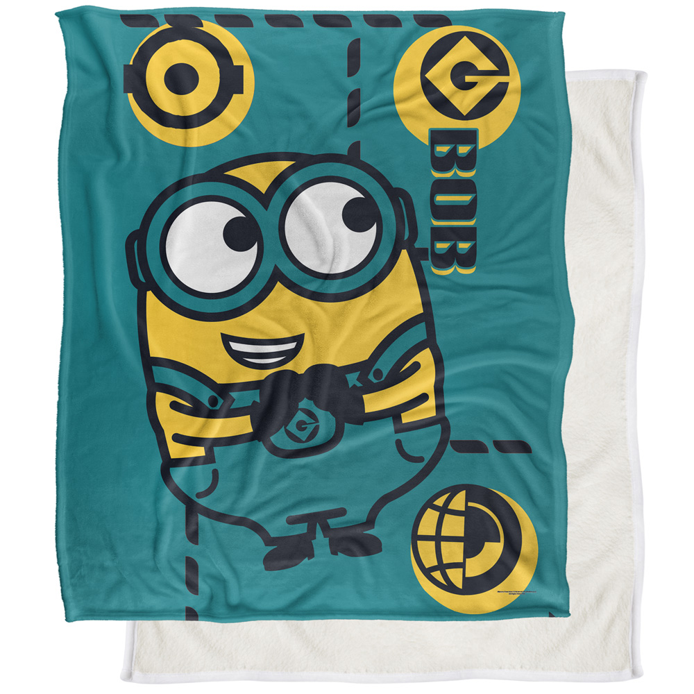 Minions Minion Bob Green Silky Touch Sherpa Back Super Soft Throw