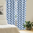 thumbnail image 2 of Ambesonne Floral Design Curtains, Watercolor Leaf Boho, Pair of 28"x84", Persian Blue White Grey, 2 of 5