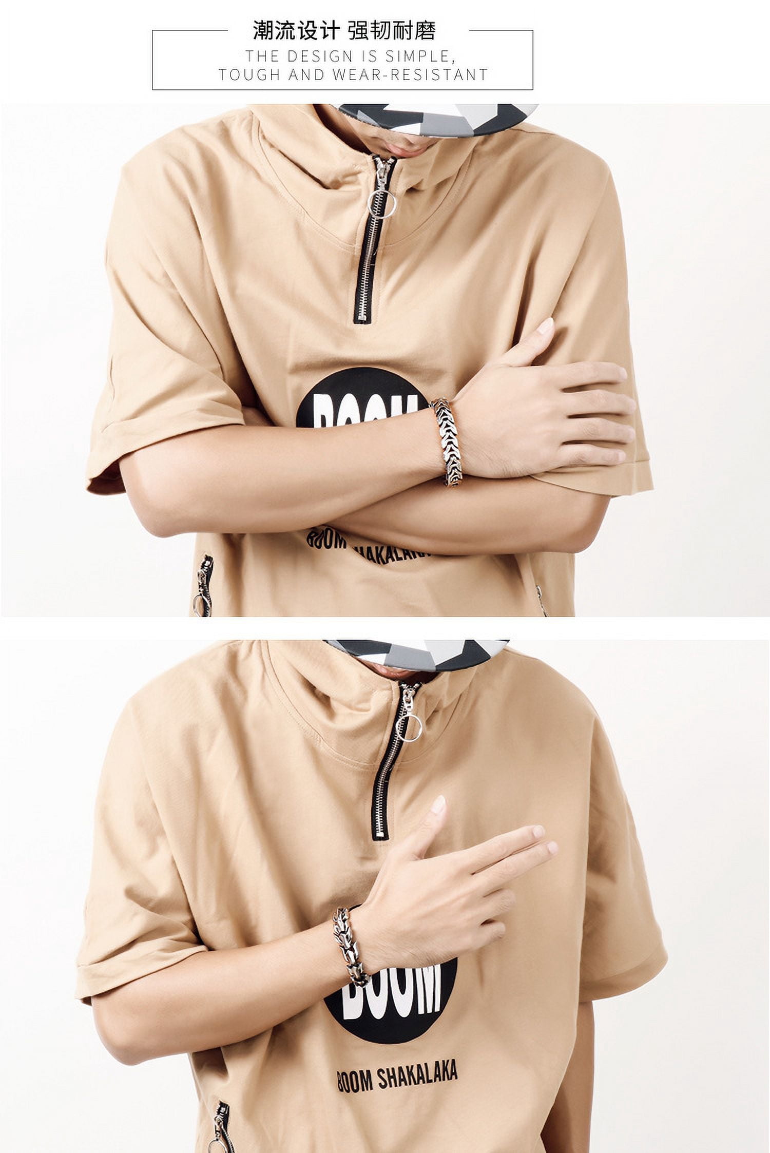 Metaljc Fashionable Dragon Bone Chain Bracelet for Men, Punk Trend Cool Gift Decorations