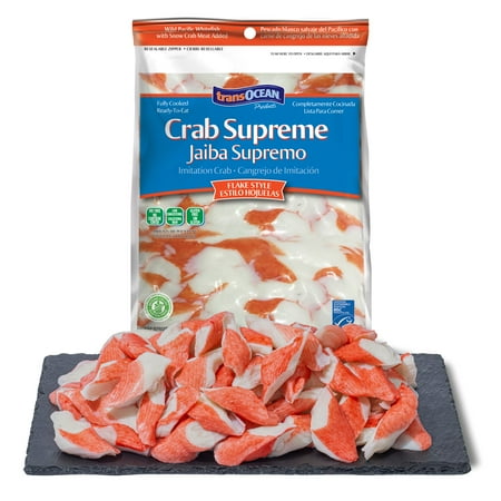TransOcean Crab Supreme Imitation Crab, Flake Style, 24 oz Plastic Bag, Gluten-Free, Fully Cooked