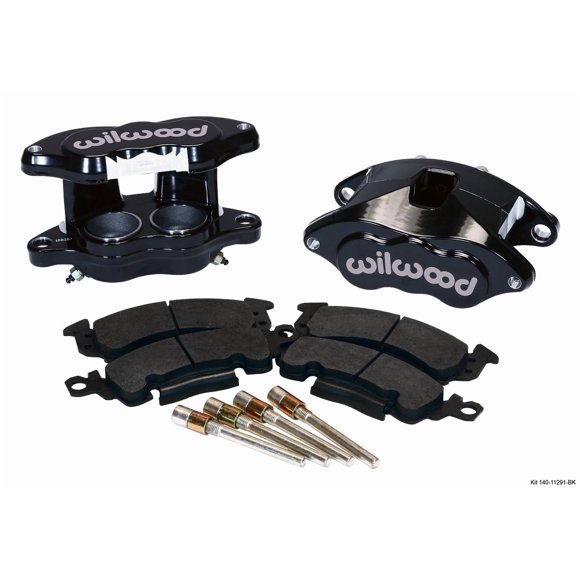 Wilwood Brakes Brake Caliper 140-11291-BK Floating Mount; Dual Piston Caliper/One 2 Inch And One 1 Inch; With BP-10 Metallic Brake Pads; Powder Coated; Black; Aluminum