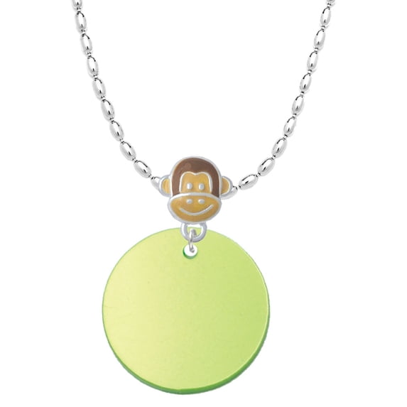Delight Jewelry Acrylic 1" Disc Lime Green Imitation Pearl Mia Monkey Charm Necklace