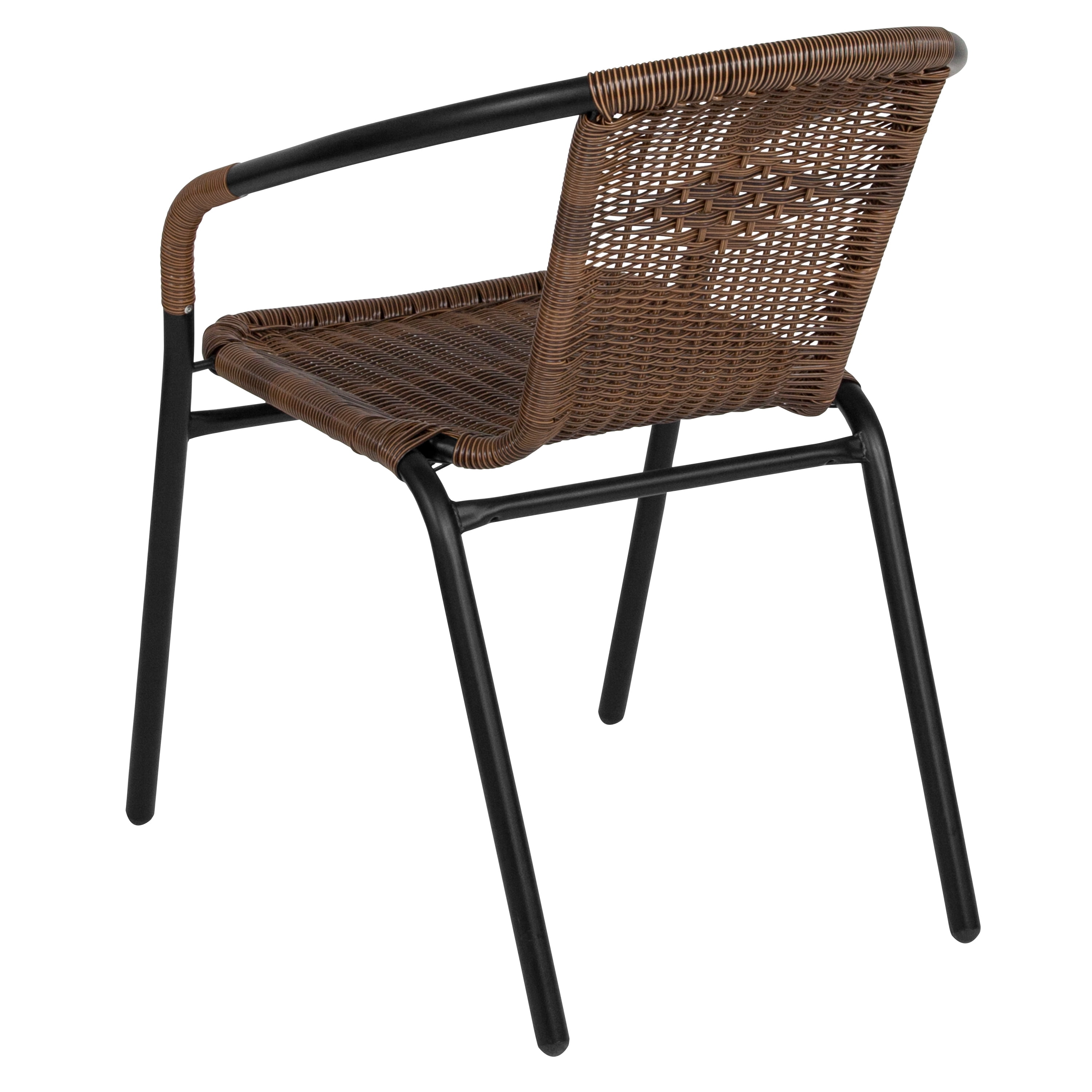 Parkside Dark Brown Rattan Indoor-Outdoor Restaurant Stack Chair 