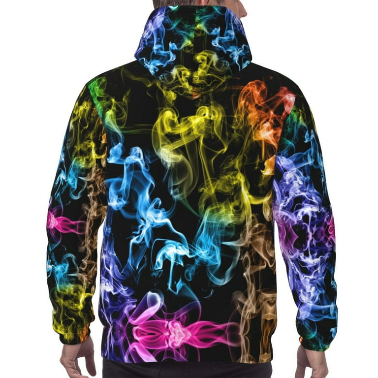 3d color block fire printed long sleeve hoodie hotsell