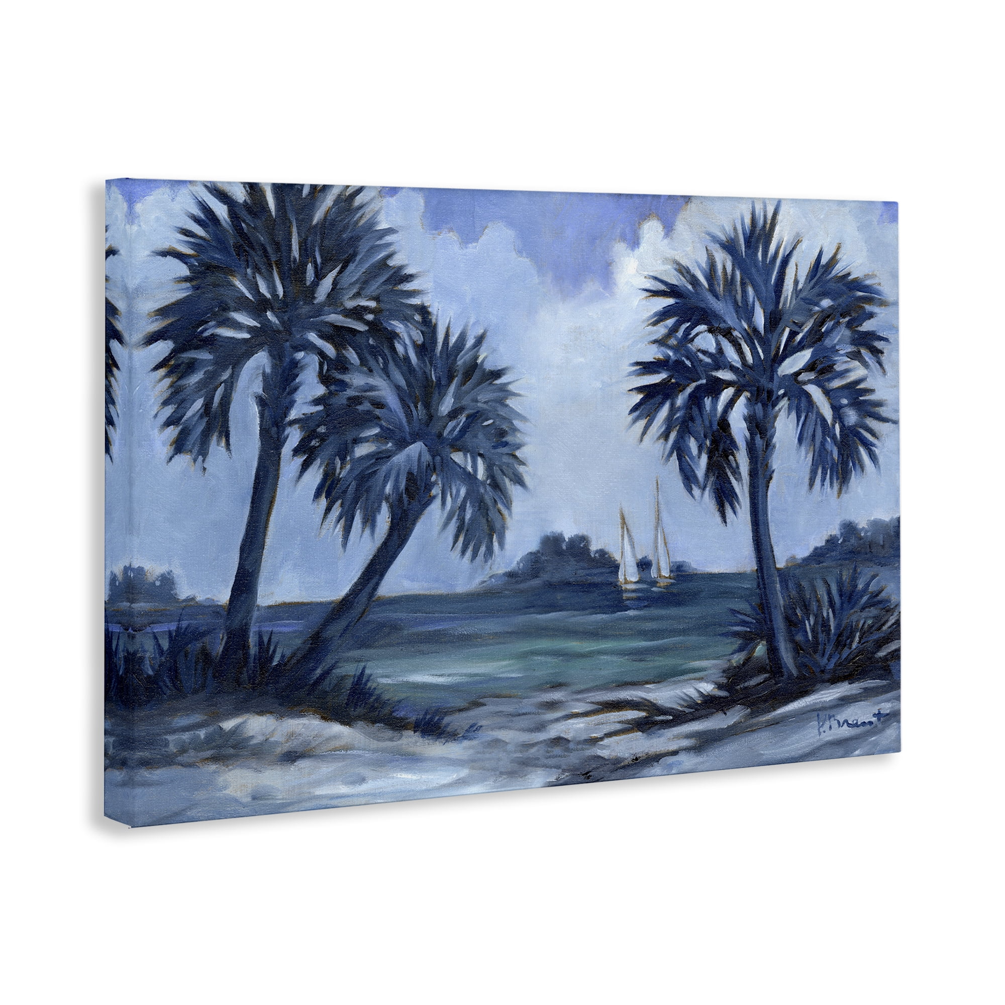 Stupell Industries Indigo Palms Impressions Landscape Painting Gallery Wrapped Canvas Art Print Wall Art, 36 x 24