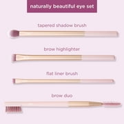 Real Techniques Naturally Beautiful Eye Makeup Brush Kit, Professional Eye Brush Set, Soft Bristles, Cosmetic Brushes For Eyeshadow, Eyebrow, Blending, Fan, and Eyelashs, 5 Piece Set