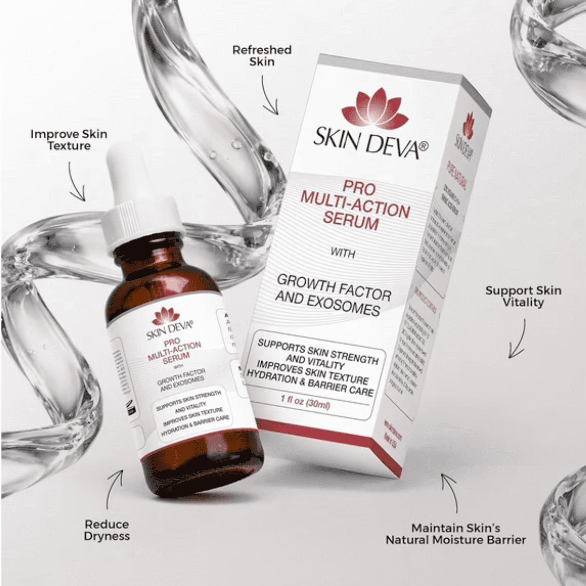 Skin Deva Pro Multi-Action Facial Serum with Exosome Bio-Active Complex – Hydrating Face Serum for Smooth, Even-Looking Skin – Lightweight Moisture Support Formula for Daily Skincare, 1 Fl Oz