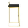 thumbnail image 3 of Fuji Contemporary Barstool in Gold with Black Velvet Cushion by LumiSource - Set of 2, 3 of 7