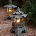 thumbnail image 2 of Garden Accessory Ornament Solar Powered Resin Pagoda Lantern Palace Lanterns Tower Statue Solar Lamp Garden Decor C, 2 of 6