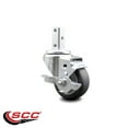 thumbnail image 2 of 3 Inch Thermoplastic Rubber Wheel Swivel 3/4 Inch Square Stem Caster with Brake, 2 of 2