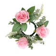 thumbnail image 2 of Candle Rings Wreaths Artificial Candle Wreath for Tabletop Halloween Wedding Pink, 2 of 8