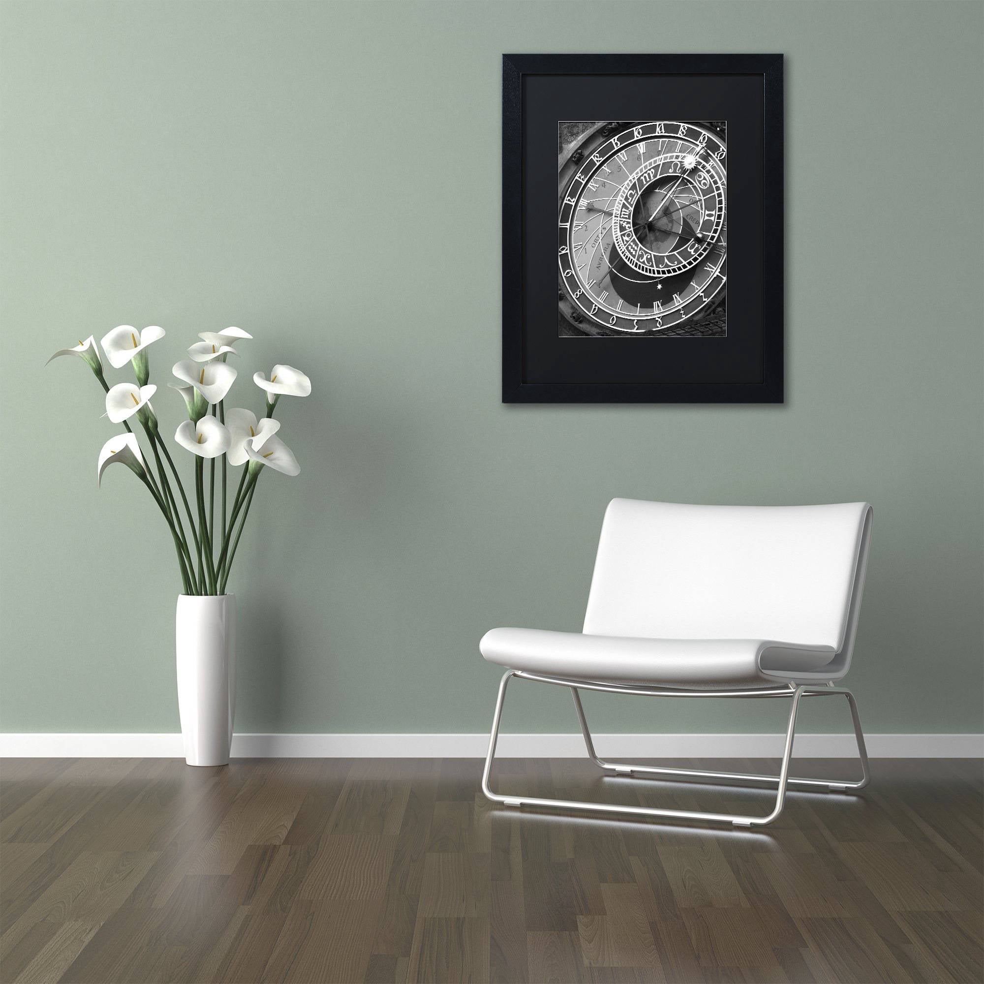 Trademark Fine Art "Astronomic Watch Prague 11" Canvas Art by Moises Levy Black Matte, Black Frame