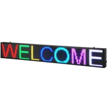 KFFKFF 52"x8" Full-Color Programmable LED Sign Scrolling Display Board P10 WIFI USB Control Message Shop Sign for Store Business Party Bar Advertising