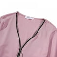 thumbnail image 5 of Womens Fitted Zip Up Deep V Neck Long Sleeve Tops Casual T Shirts Blouse, 5 of 6
