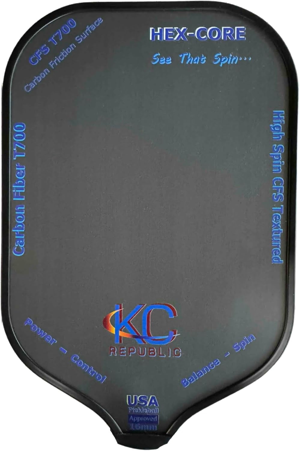 Pickleball Paddles, USAPA Approved Carbon Fiber T700 Frosted, High Spin CFS Textured, Blue Plain Design, Lightweight Graphite Pickle Ball Rackets for Men and Women