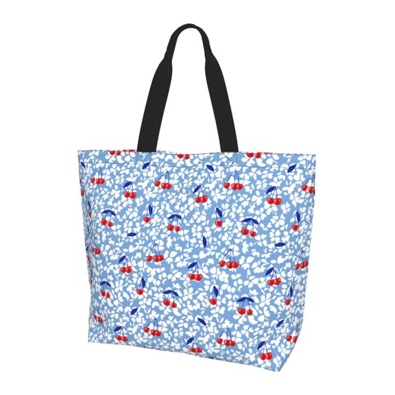 Yiaed Red Cherries Print Handbag for Women Tote Purse Shoulder Bag Large Fashion Hobo Purse Handbag Shopping Tote