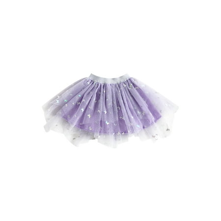 

Sunisery Toddler Kids Girls Dance Skirts Sequins Butterfly Elastic Waist Layered Tulle Mesh Skirts Summer Party Casual Skirts