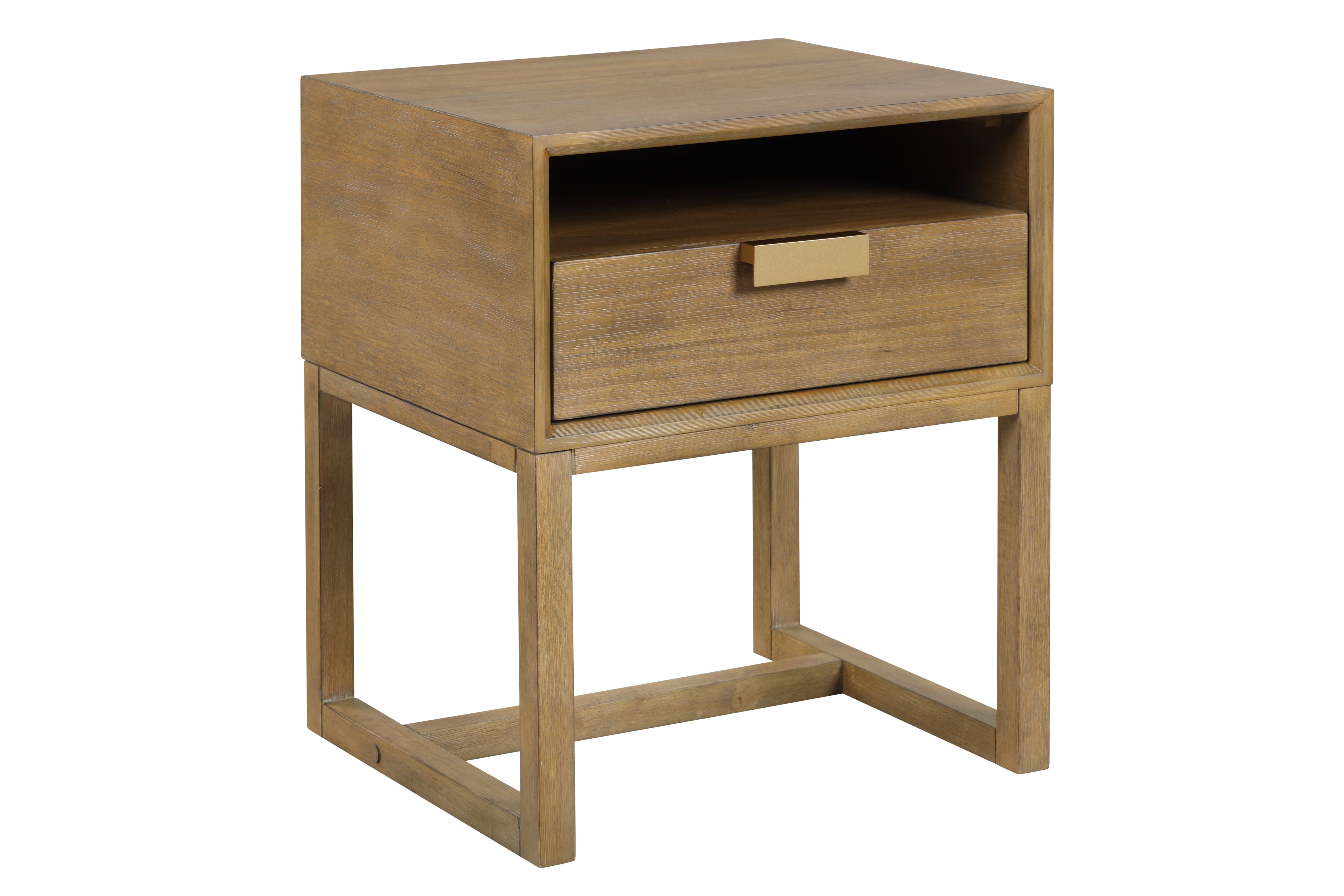 Nathan James Luke Light Brown Wood Nightstand Bed Side Table, Side Sofa End Table with Storage Drawer and Cubby