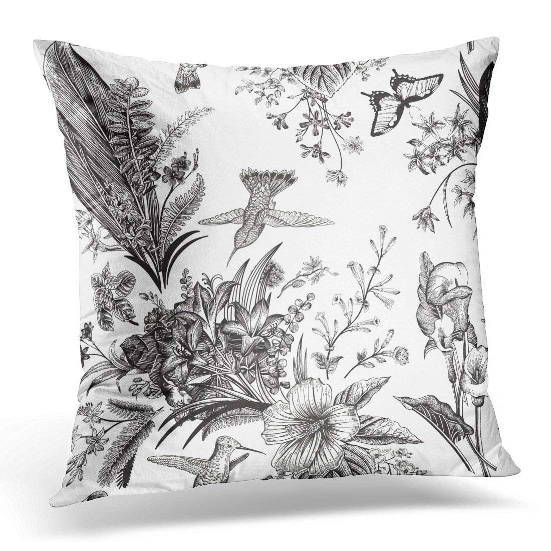 Rainforest Hand Painted Pillow Cover 16x16 Pillow Cover with Flowers Original Art Pillow Decorative Cushion