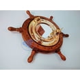 thumbnail image 4 of Nagina International Deluxe Hand Crafted Nautical Elite Wooden Ship Wheel with Decorative Polished Brass Porthole Mirror (24 Inches), 4 of 4