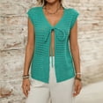 thumbnail image 6 of Tank Tops for Women under $5 Sleeveless Summer Eyelet Tie Cardigan V-Neck Loose Polluer Solid Top Mint Green S, 6 of 6