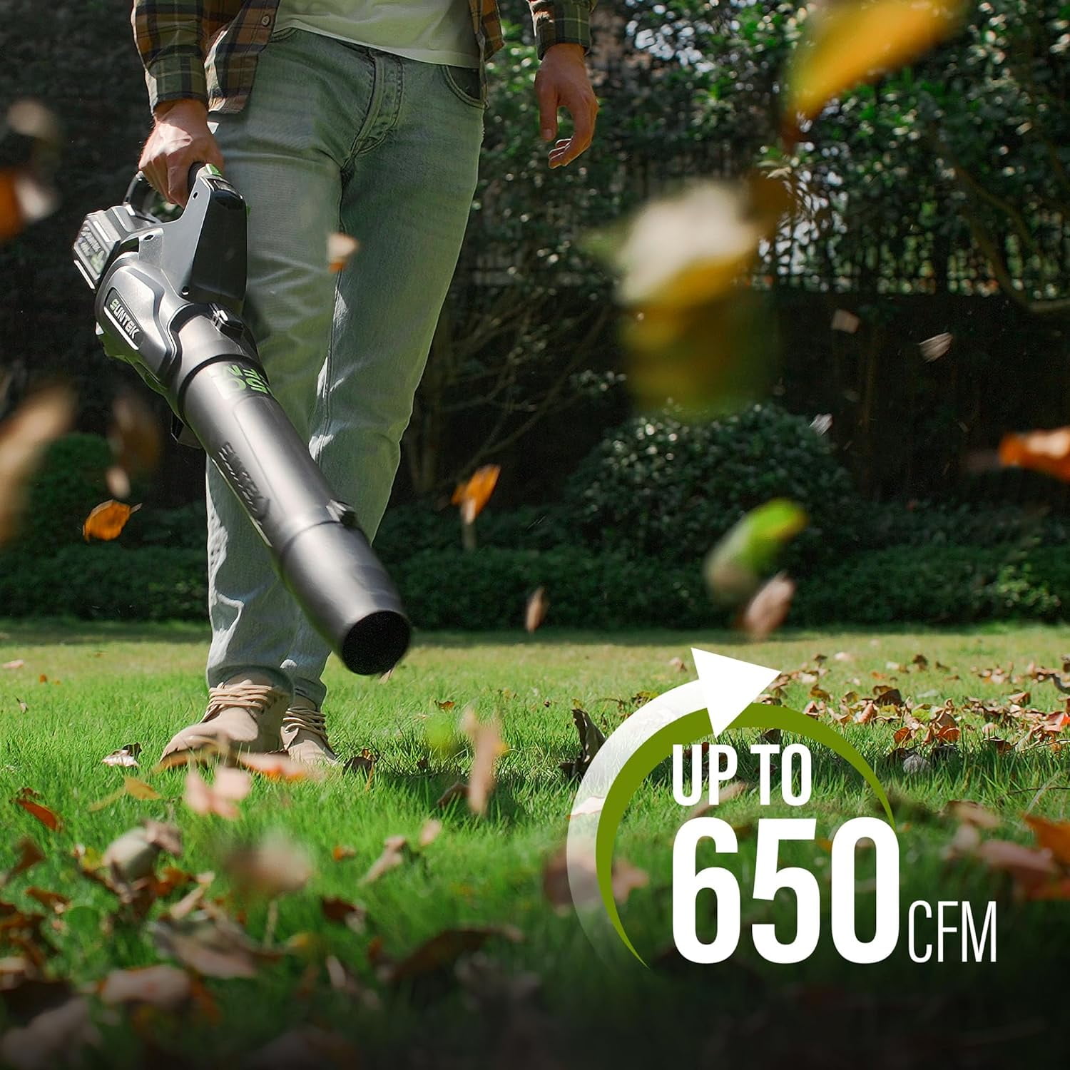 SUNTEK 40V 650CFM Cordless Leaf Blower with 4.0Ah Battery and Rapid Charger, IOT and APP Connection