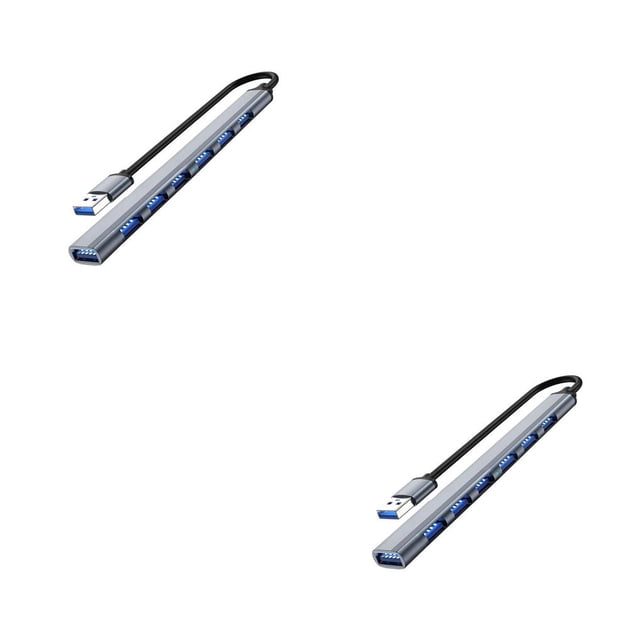 Matsuzay Expansor de puerto divisor USB Transmisión estable Versión 3.0 Capa de zinc Adaptador de interfaz de tamaño compacto Usb 7 puertos Usb 7 Puertos Gris 2Conjunto