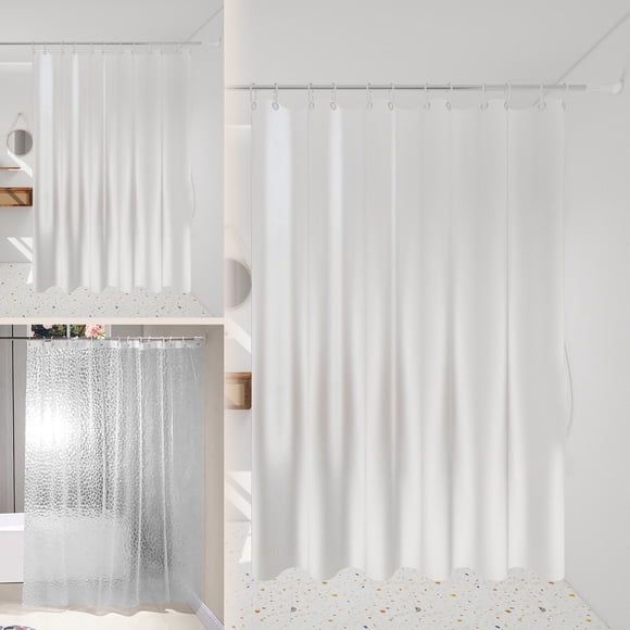 Cortina de ducha impermeable engrosada - Cortina de baño de plástico sin olor para baño, 70x78 pulgadas, blanca, fácil de instalar y limpiar