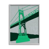 Stupell Industries Modern Floral Bridge Architecture Graphic Art Gray Framed Art Print Wall Art, Design by Shane Donahue